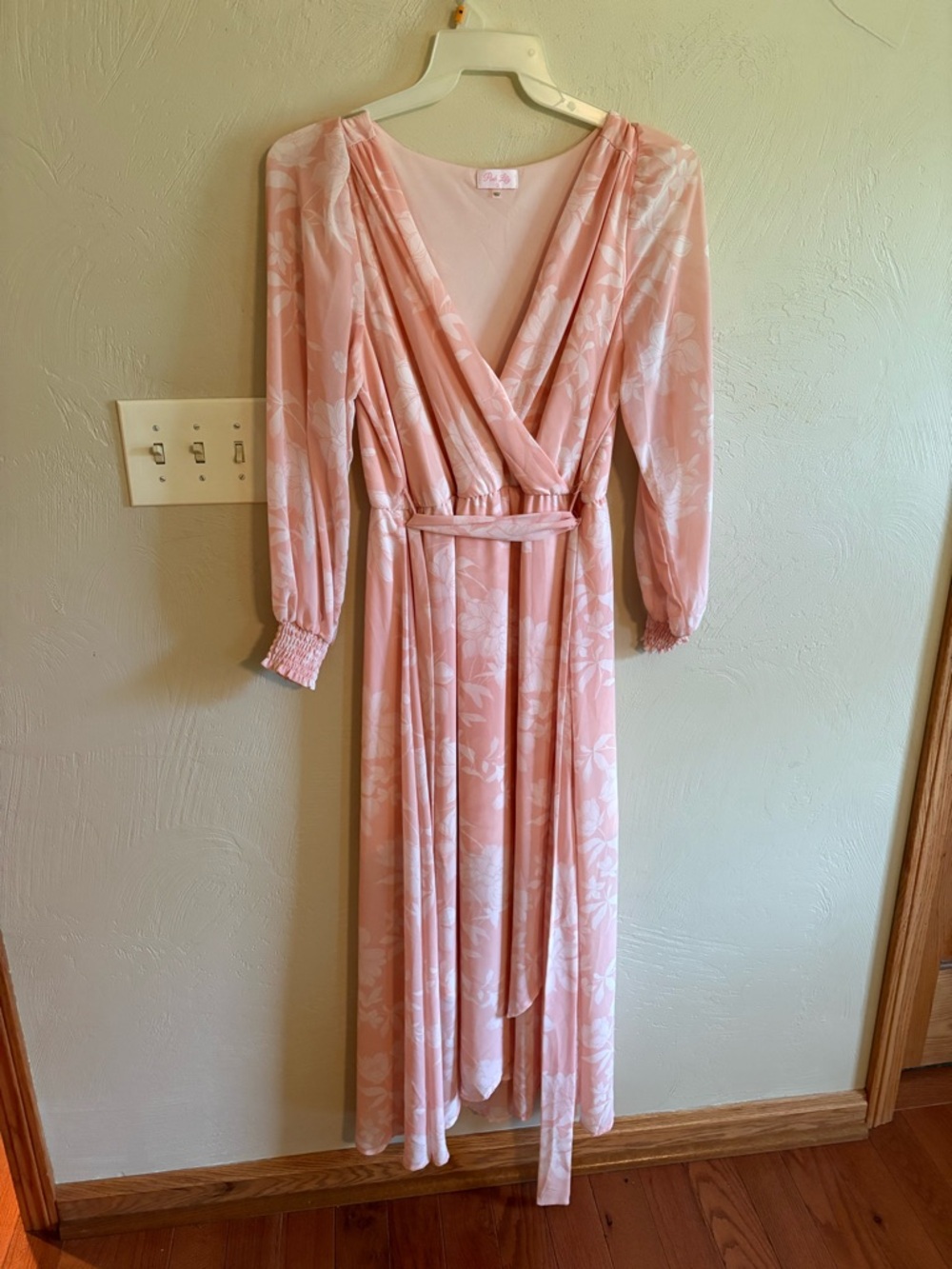 Pink Lily Blush Pink Floral Wrap Maxi Dress